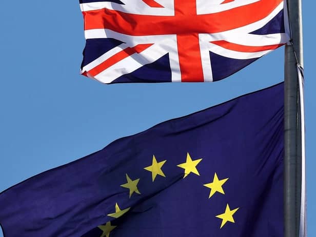 The Union flag and the EU flag