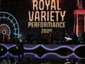 Host Jason Manford performing at the Royal Variety Performance in the historic Blackpool Opera House in the Winter Gardens Complex