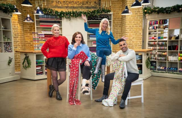 Sara Pascoe, Shirley Ballas, Denise Van Outen, Dr Ranj Singh that up sewing