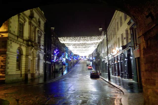 Silent night... an empty Shiqpuay Street in Derry city centre on Christmas night 2020.