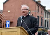 The Most Reverend Dr Donal McKeown, Bishop of Derry, pictured previously addressing a rally in Derry back in 2019.  DER2818GS031