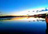 Winter sunset over Derry as viewed from the pontoon walkway along the River Foyle at the weekend.
