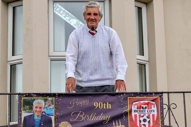 Willie Curran pictured celebrating his 90th birthday at his Beechwood Avenue home last summer.
