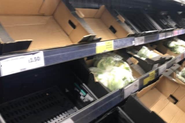 An empty shelf in a Sainsbury's store in Northern Ireland on Wednesday morning.