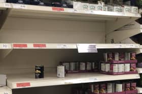 An empty shelf in a Sainsbury's store in Northern Ireland on Wednesday morning.