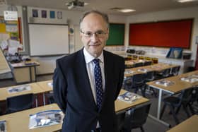 Education Minister Peter Weir during a visit to St Joseph's Primary School, Carryduff, Belfast.