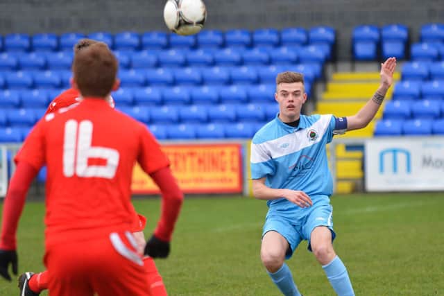 A young Niall captains Institute under-19 side against Portadown at the Riverside Stadium where he would spend four seasons.