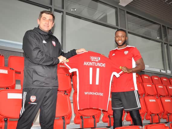 HIGH HOPES . . . Derry City boss Declan Devine is delighted to have James Akintunde back at the club for 2021.