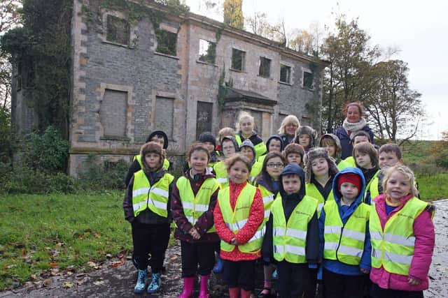 MARCH 2019: Pupils from Groarty Integrated PS pictured at Boom Hall as part of a historical/educational trip.