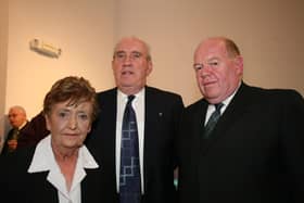 The late Councillor James O'Kane (centre) pictured with Ann Bell and Allan Bresland at the official opening of the Alley Arts and Conference Centre back in 2007.