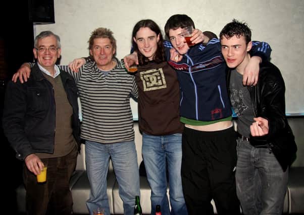 2007: A Donegal crew attending Chuck Berry's only Irish concert in Letterkenny's Grill. Billy Fitzgerald, Gerry  Mc Kiernan, Thomas Campbell, Fud Mc Kiernan and Rory Corbett all from Bundoran.
