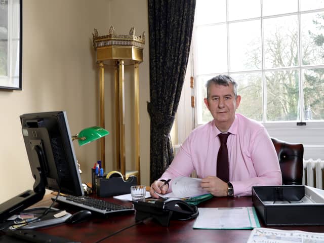 PACEMAKER PRESS BELFAST
18/2/2020
Edwin Poots, Minister for Agriculture, environment and rural affairs, photographed in his office at Stormont Buildings today. 
Photo Laura Davison/Pacemaker Press