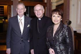 The late Tom McGinley with Bishop Daly and Dana.
