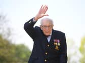 File photo dated 16/04/2020 of the then 99-year-old war veteran Captain Tom Moore at his home in Marston Moretaine, Bedfordshire, after he achieved his goal of 100 laps of his garden