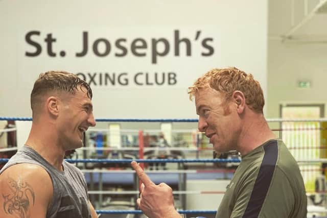 Connor pictured with his long-serving St Joseph's ABC coach, Cahair Duffy who has been putting him through his paces ahead of his March 12th fight date.