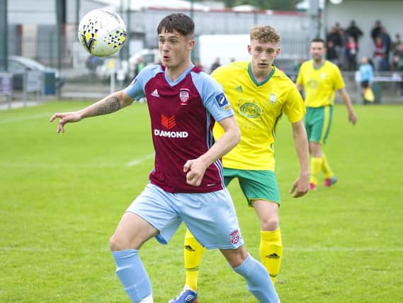 EYES ON THE PRIZE . . .  Patrick Ferry, pictured in action for the City Reserves  against Bonagee United, is 'over the moon' to sign his first professional contract with Derry City.