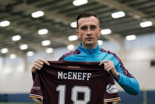 Aaron McEneff is hoping to make his Hearts debut tonight against Ayr United. Pic: Heart of Midlothian FC