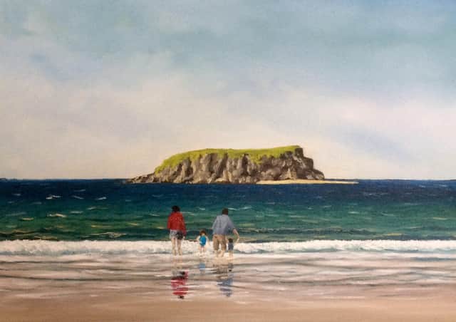 Detail from the painting Family Day Out by Lee Doherty.