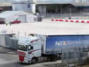 A lorry leaves Lane Port.