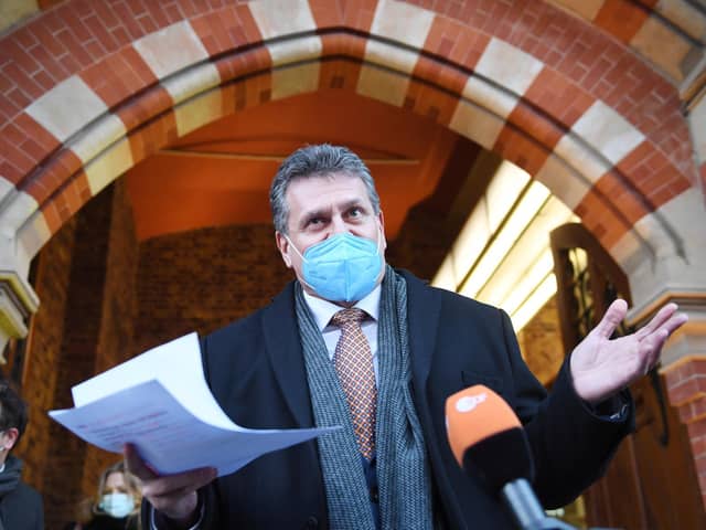 European Commission Vice-President Maros Sefcovic speaking to the media at London's St Pancras Station after arriving in the UK. (Photo: PA Wire)