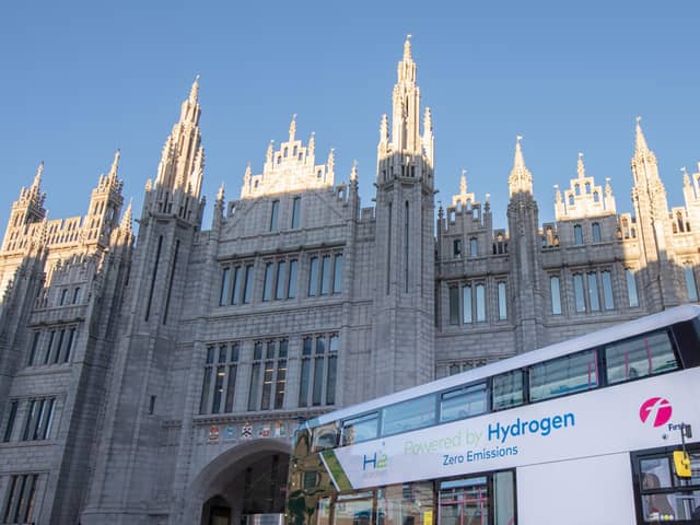 Wind energy can be used create hydrogen to fuel buses.