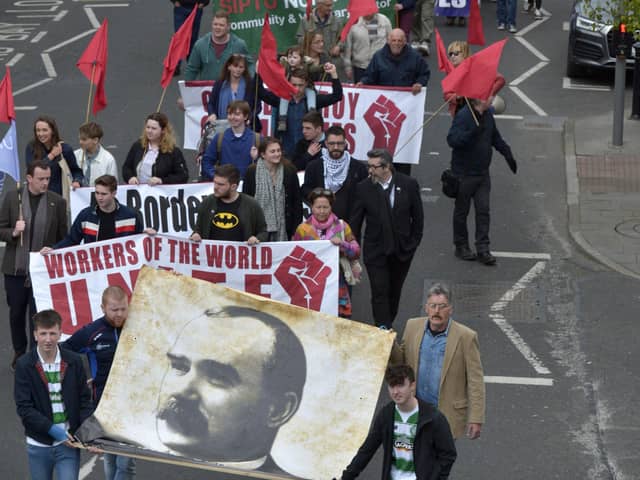 Union representatives at a previous May Day workers’ unions rally in the city.