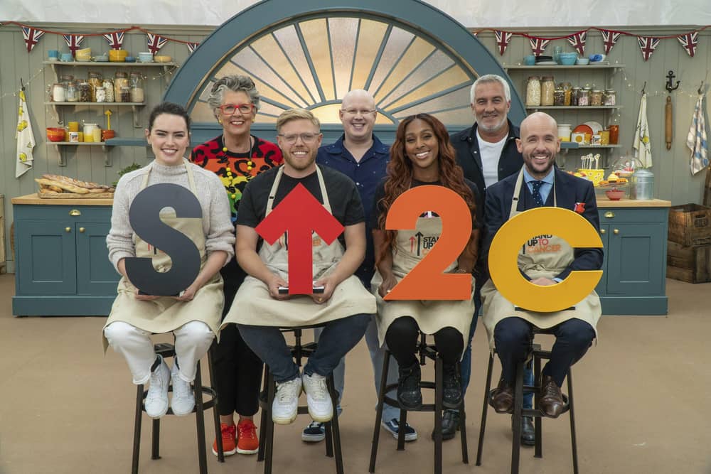 Prue, Matt and Paul with Daisy Ridley, Rob Beckett, Alexandra Burke and Tom Allen