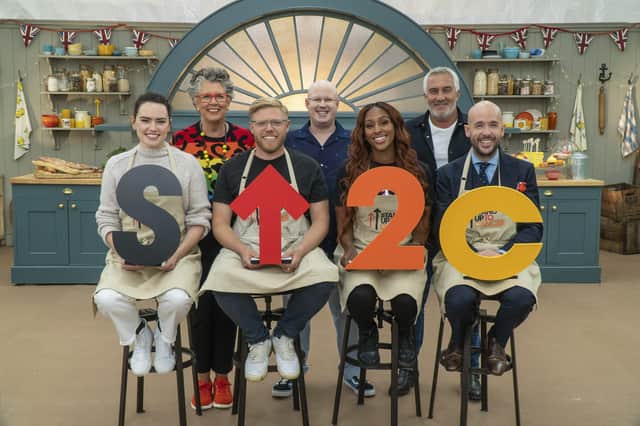 Prue, Matt and Paul with Daisy Ridley, Rob Beckett, Alexandra Burke and Tom Allen