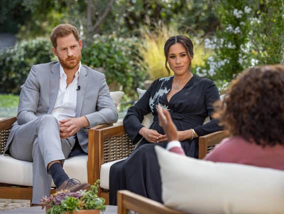 Prince Harry and Meghan, The Duke and Duchess of Sussex with Oprah Winfrey
