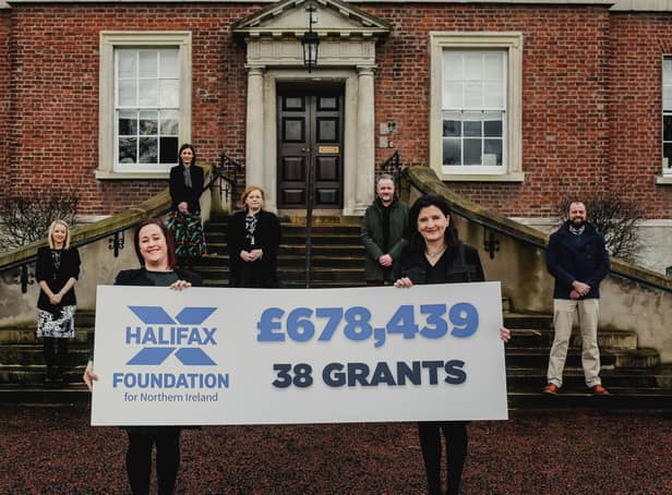 Halifax Foundation for Northern Ireland is committing £678,439 funding to 38 charities providing vital services for some of the most disadvantaged people in the community. Pictured are Executive Director Brenda McMullan and Chair Paula Leathem (front row from left) with the team from the Foundation (second row) Caroline Fulton, Niall Corru, with (third row) Cara Dixon, Richard Rogers and Joanne Byrne (back)