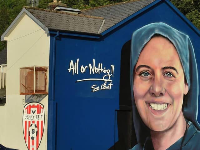 Mural of Sister Clare Crockett in the Brandywell.
