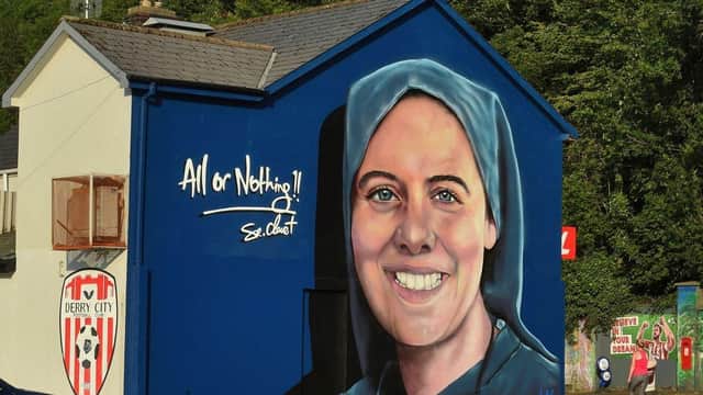 Mural of Sister Clare Crockett in the Brandywell.