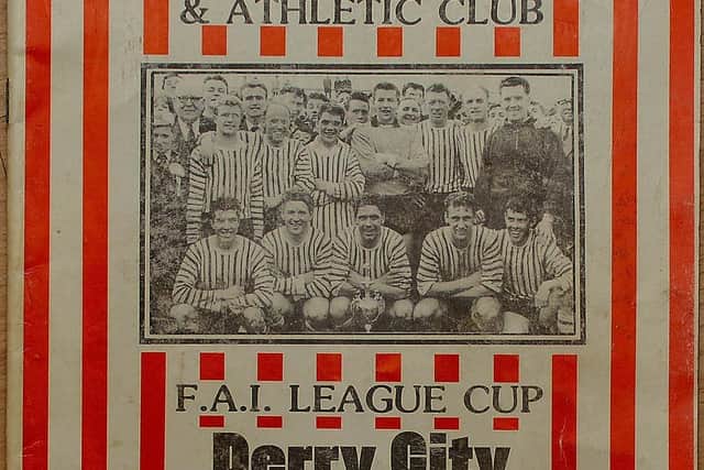 The programme from Derry City's first ever League of Ireland match against Home Farm in September 1985.