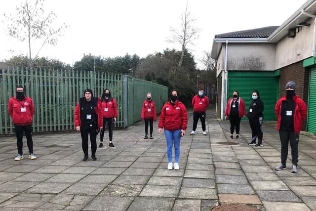 Thomas McCallion and Aileen Mellon with the rest of the On Street Community Youth Team on the streets on Wednesday evening.