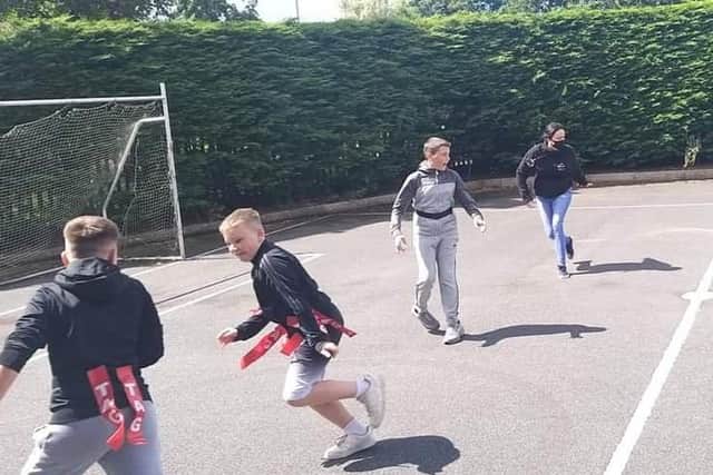 Children playing a match at St Paul's Primary School last summer.