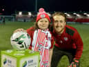 Nathan Gartside pictured with a young Derry City fan at Brandywell.