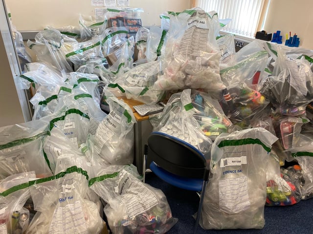 Some of the items seized by police.
