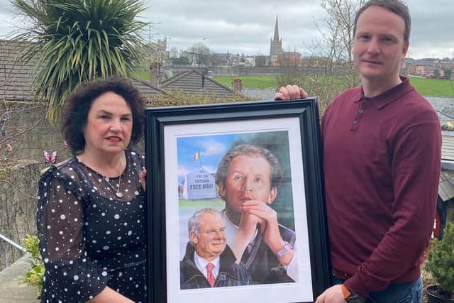 Bernie and Fiachra McGuinness with the new Tony Bell