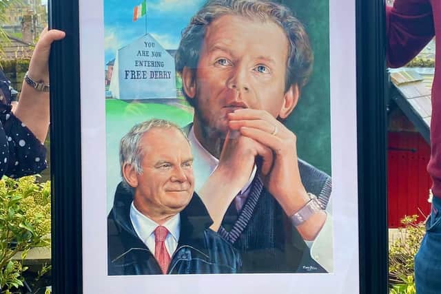 The new portrait of the late Martin McGuinness by the artist Tony Bell.