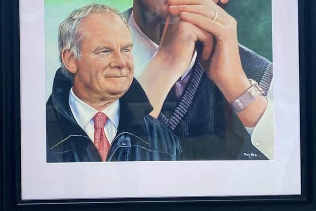 The new portrait of Martin McGuinness by artist Tony Bell.