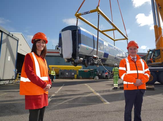Infrastructure Minister Nichola Mallon and Translink Group Chief Executive Chris Conway