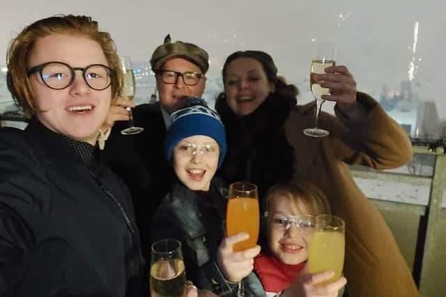Sinéad McCarron, her husband Palli, children Daði and Flóki and step son Solvi celebrating the new year