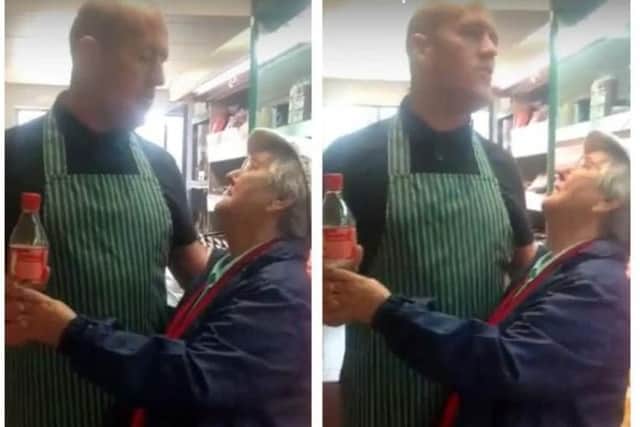 Maisie Crawford with the Singing Butcher Mark McCafferty.