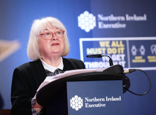 Patricia Donnelly, Head of the Covid-19 Vaccine Programme pictured at a previous press conference in Parliament Buildings, Stormont.  Photo by Kelvin Boyes / Press Eye.
