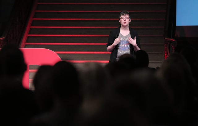 Press Eye - Belfast - Northern Ireland - 19th April 2019 - File picture of Lyra McKee, Freelance journalist, writer, editor pictured at TEDxStormont Women 2017 in the Great Hall, Parliament Buildings in 2nd November 2017
Photo by Kelvin Boyes / Press Eye.