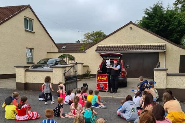 An outdoor Magic Show for local residents.