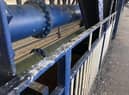 Pigeon droppings on the iron fencing of the Craigavon Bridge.