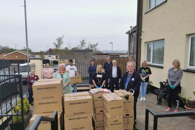 The local team delivering food boxes during lockdown.