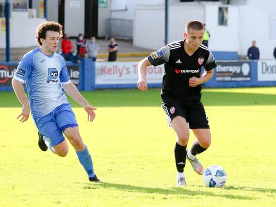 Derry City's Jack Malone, gets away from Finn Harps' Barry McNamee, during last year's clash at Finn Park.