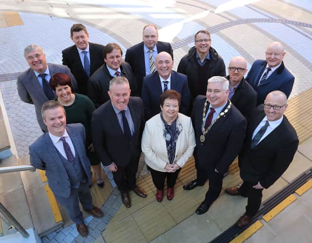 Finance Minister Conor Murphy with members of the Londonderry Chamber of Commerce during his visit to the City. Included, from left , are Malachy Oâ€TMNeill, George Fleming, Jennifer McKeever, Greg McCann, Leo Murphy, Ciaran Oâ€TMNeill, Kieran Kennedy, Dawn, McLaughlin, vice-president, Steven Lindsay, Redmond McFadden, president, Damien Gallagher, Gavin Killeen and Aidan Oâ€TMKane.